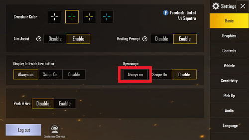 gyroscope pubg