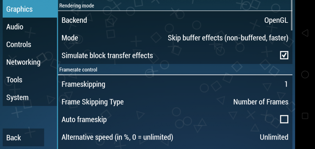 ppsspp setting graphics