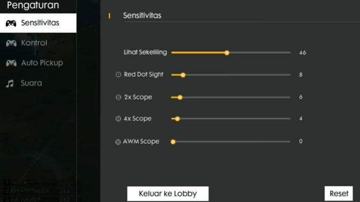 Setting Sensitivitas Frontal Gaming