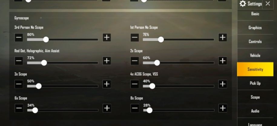 setting gyroscope pubg
