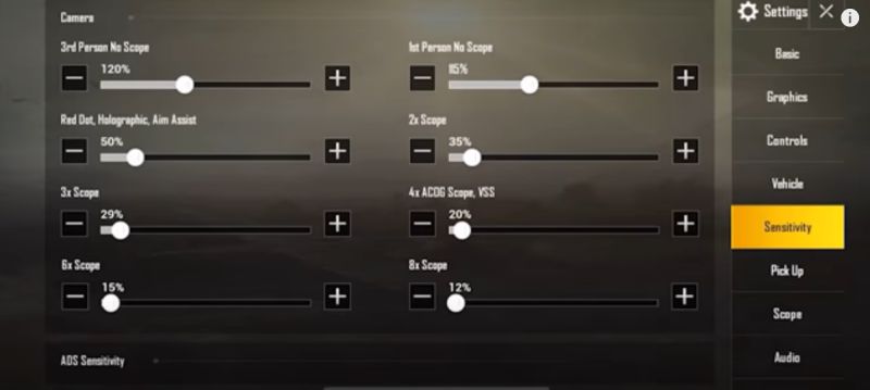 setting camera PUBG Mobile
