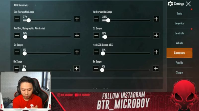 setting sensitivitas btr microboy