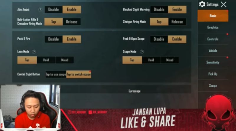 settingan dasar pubg mobile