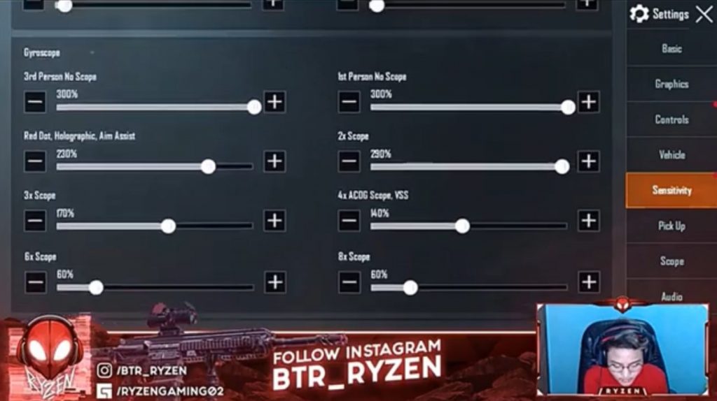 sensitivitas ryzen pubg mobile