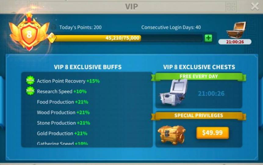 vip rise of kingdom