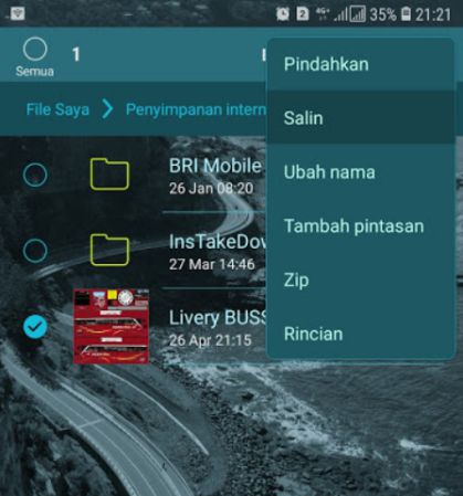 salin livery ke file manager