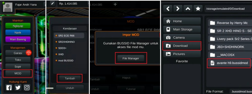ekstrak mod dengan zarchiver