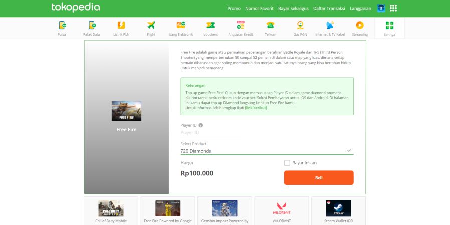 tempat topup free fire termurah