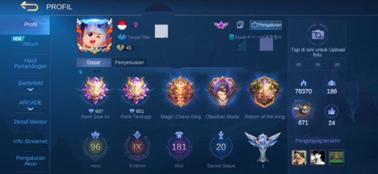 Akun ML sultan Fullskin terbaru