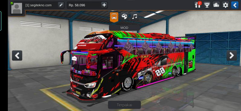Bus Keren Merah Hitam Hijau ceper SR2 