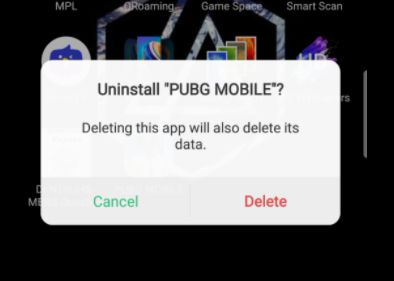 uninstal pubg mobile