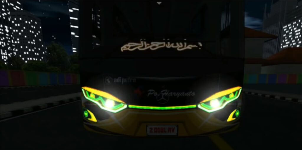 Lampu Bus Simulator Indonesia Kuning Hijau Putih