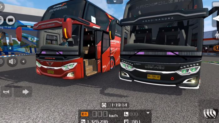 Tampilan BUs denag Kodename Bussid JB3 SHD Mabar Bagian Depan
