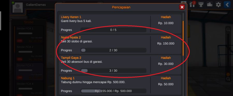 UI Achivement Bus Simulator Indonesia