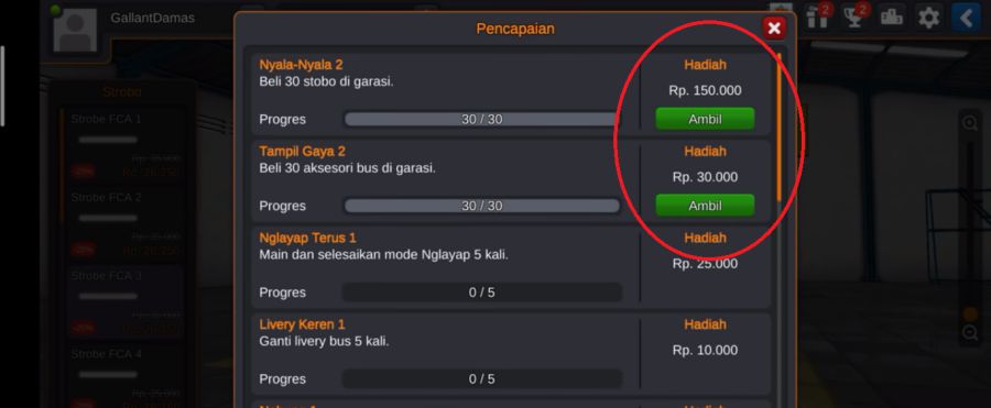 Hadiah Uang Dari Achivement