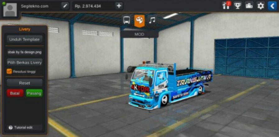Tampilan Mod Bussid Truck Losbak Aktor