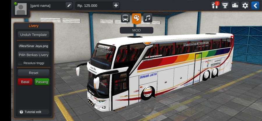 Download Livery Bussid Bus UHD Sinar Jaya