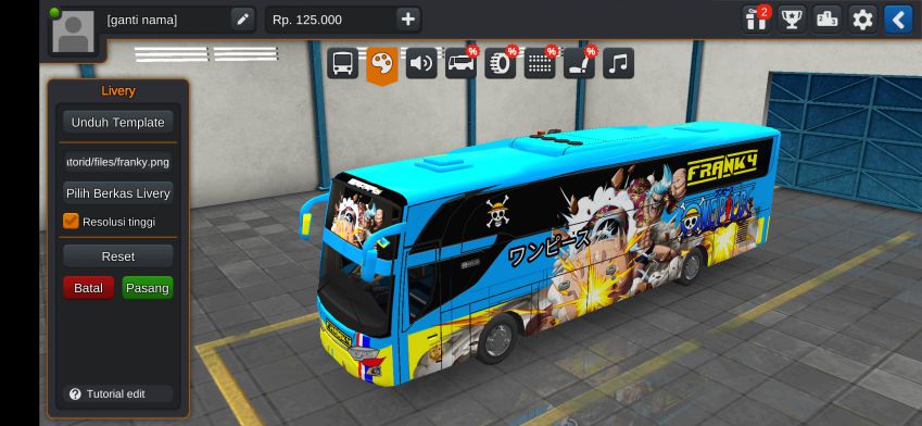 Download Livery Bussid Anime Franky One Piece