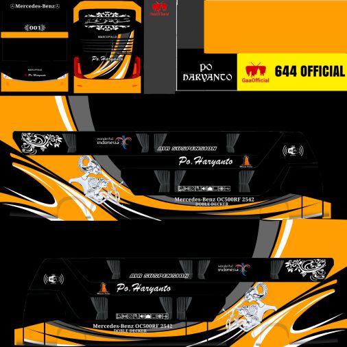 Download Livery Bussid Bus PO. Haryanto Wayang Oren SDD