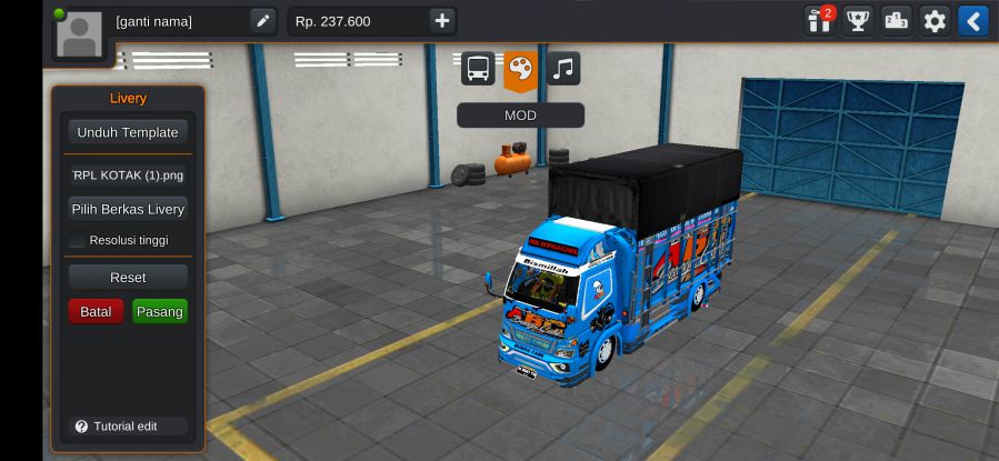 Mod bussid truck canter full strobo