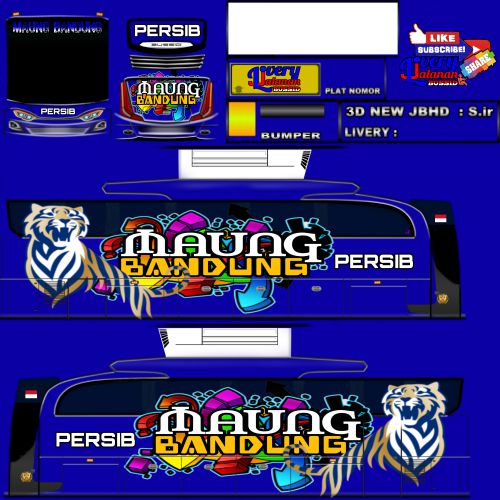 Livery Bussid Bus HD Persib Maung Bandung