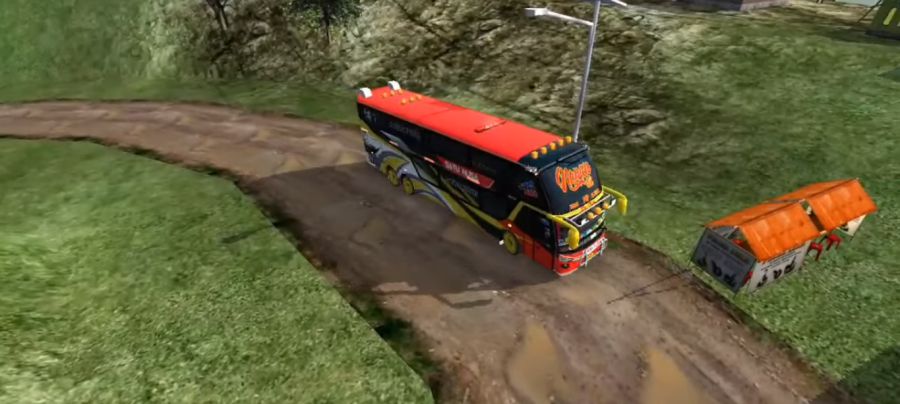 Detail tampilan Kodename Jalan Becek dan Rusak Bussid