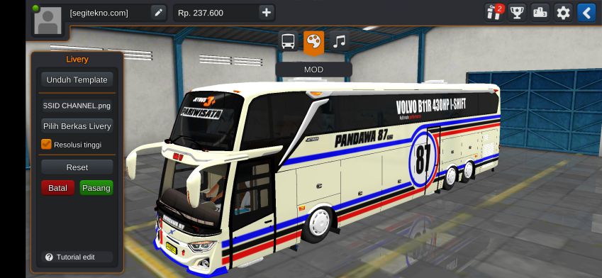 Mod Bussid Pandawa 87 UHD Vlvo JB3+