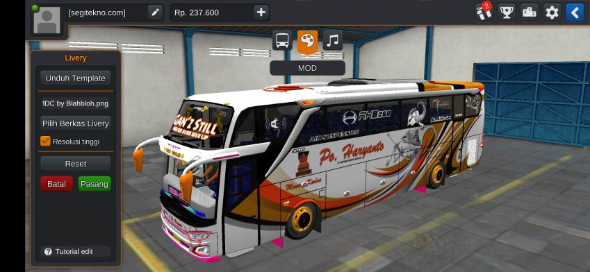 Mod Bussid PO Haryanto Jetbus 3+ Non Facelift