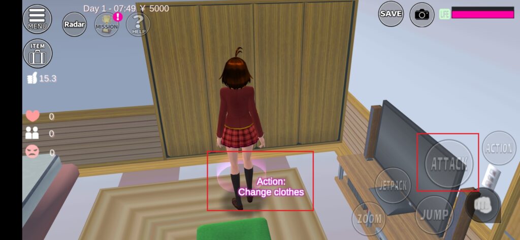 Cara ganti baju di Sakura School Simulator