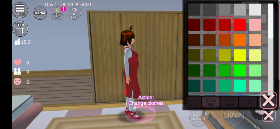 Cara Ganti Warna Baju di Sakura School Simulator 