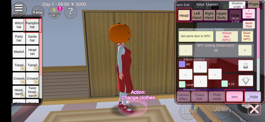 Cara Hamil di Sakura School Simulator Dengan Menggunakan Pumkin Hat