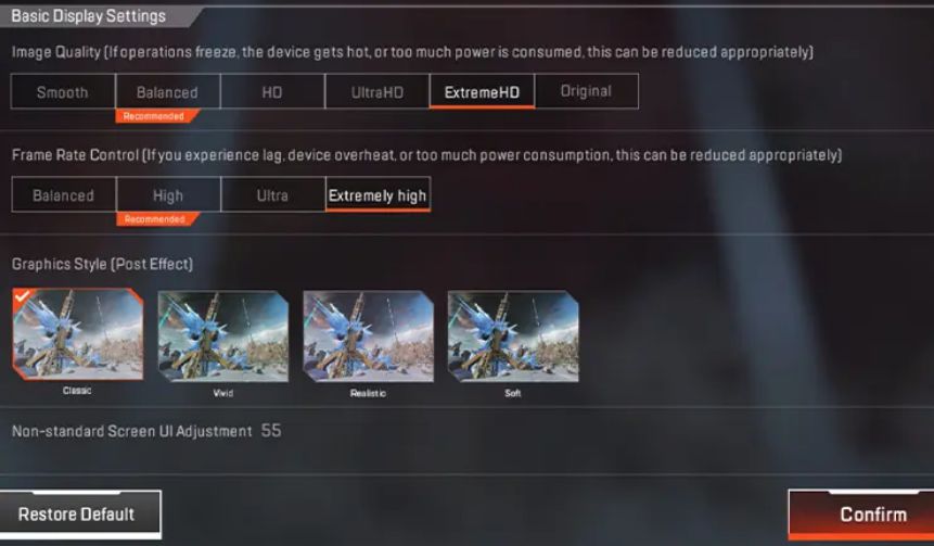 setting grafik apex legends mobile