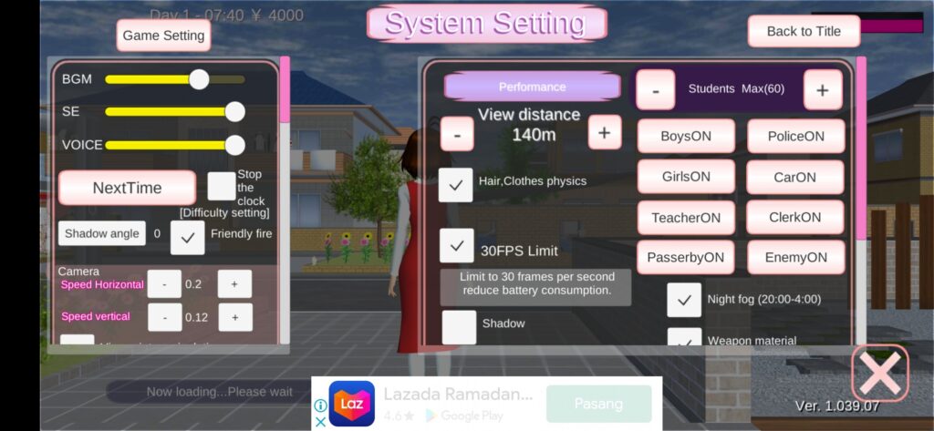 Mengatasi Lag Sakura School Simulator Dengan Menyesuaikan Grafik Game