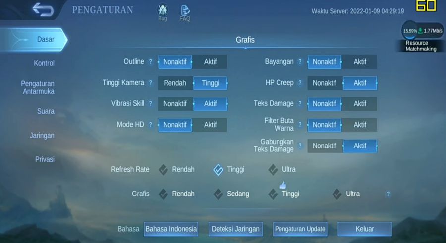 Unlock 60 FPS Mobile Legends