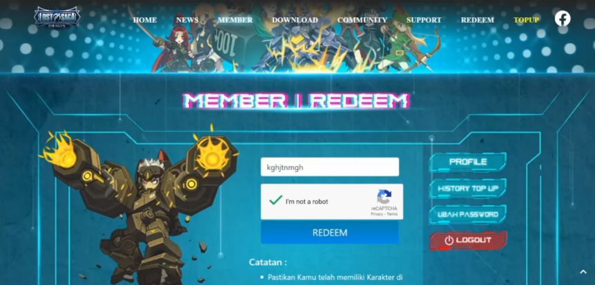 Cara Redeem Kode Lost Saga Origin