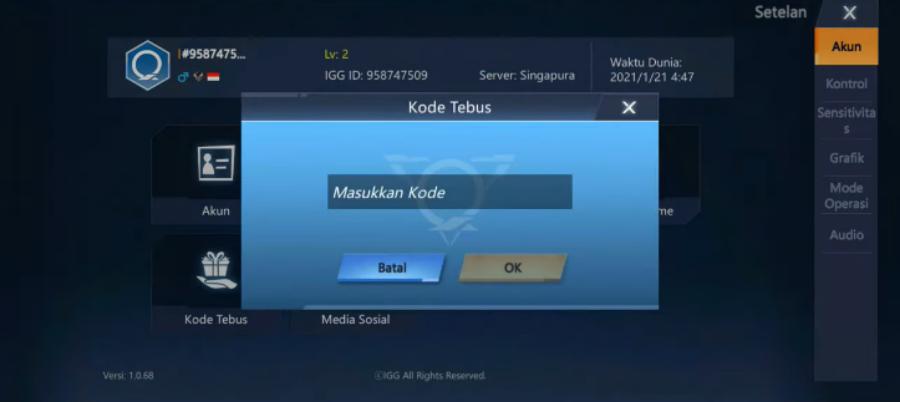 Penukaran Kode Redeem Omega Legends