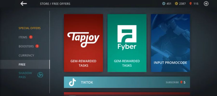 Cara Tukar Kode Redeem Shadow Fight 3