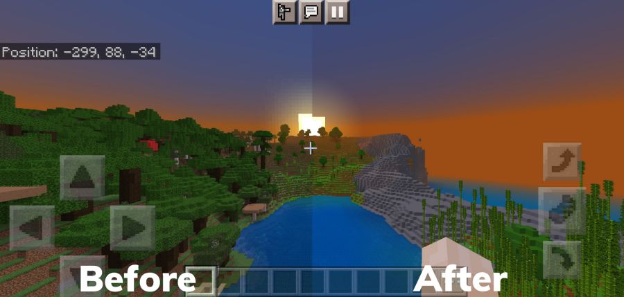 Perbedaan Sebelum dan Sesudah Memasang Shader Minecraft PE