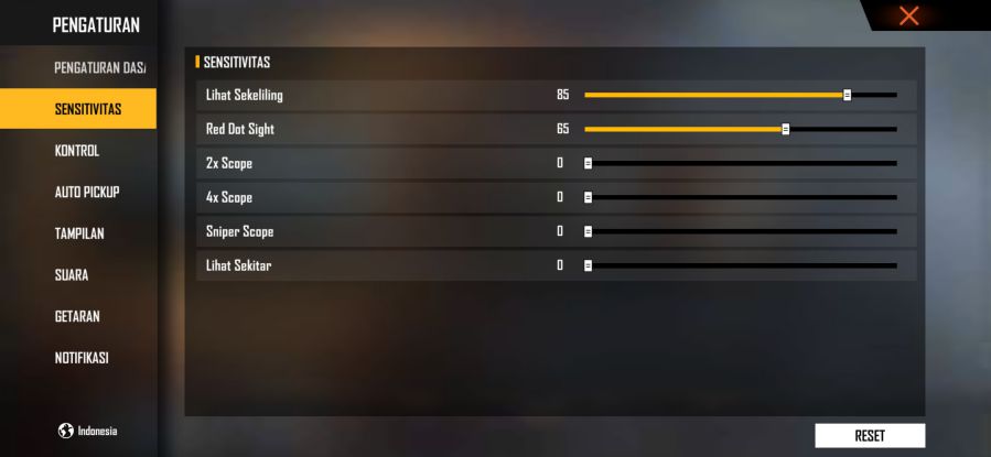 Sensitivitas Desert Eagle FF Auto Headshot