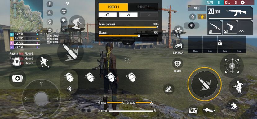 Ukuran Tombol Tembak FF Auto Headshot