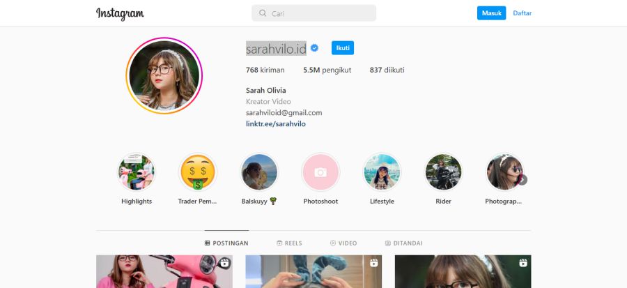 Instagram Sarah Viloid
