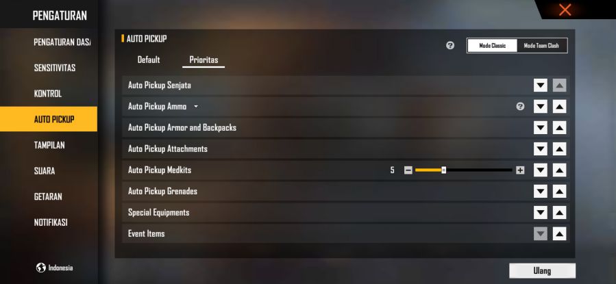 setting auto pickup