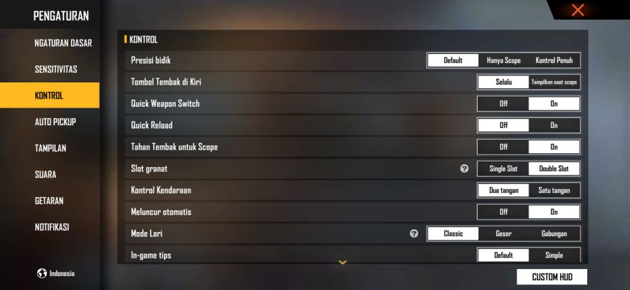 Settingan Kontrol FF Auto Heashot