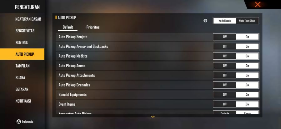 Settingan Kontrol Auto Pickup FF