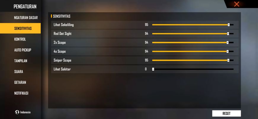 Sensitivitas M500 FF Auto Headshot