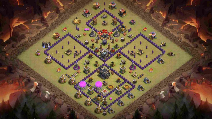 Base War COC TH 9 Anti 3 Star