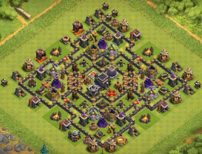 Base COC TH 9 Hybrid Anti 3 Bintang