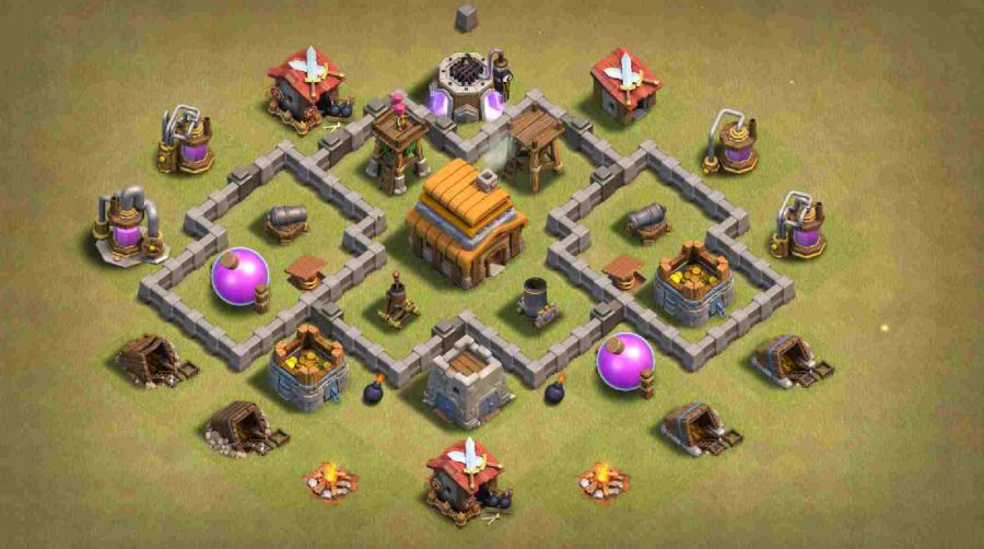 Base War COC TH 4 Terbaik