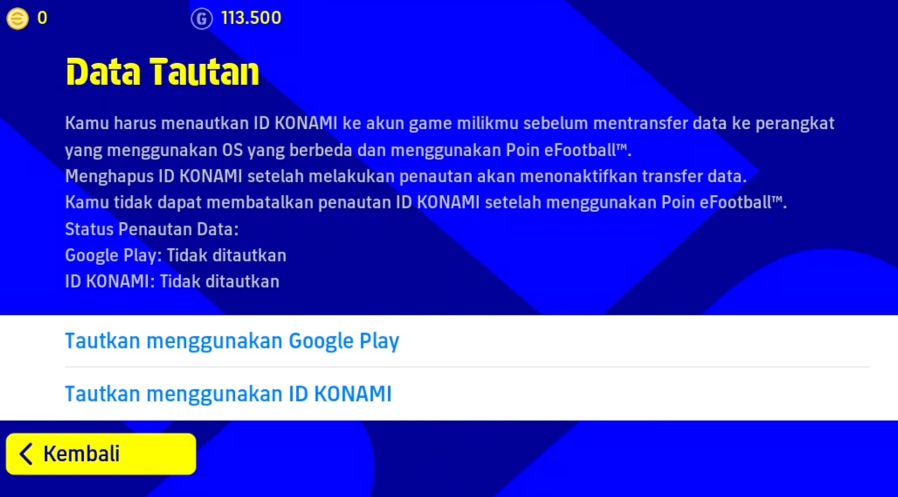 Cara Tautkan Akun PES Mobile Ke KONAMI ID