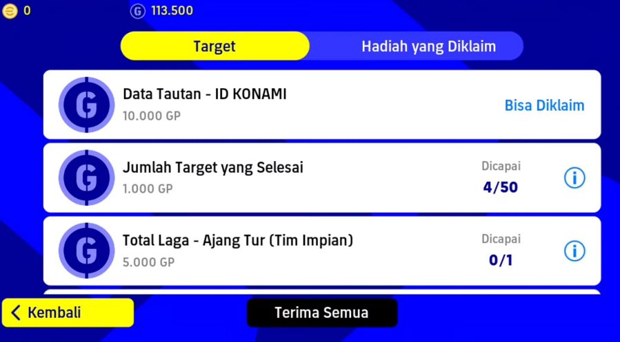 Hadiah Tautkan Akun PES Mobile Ke KONAMI ID